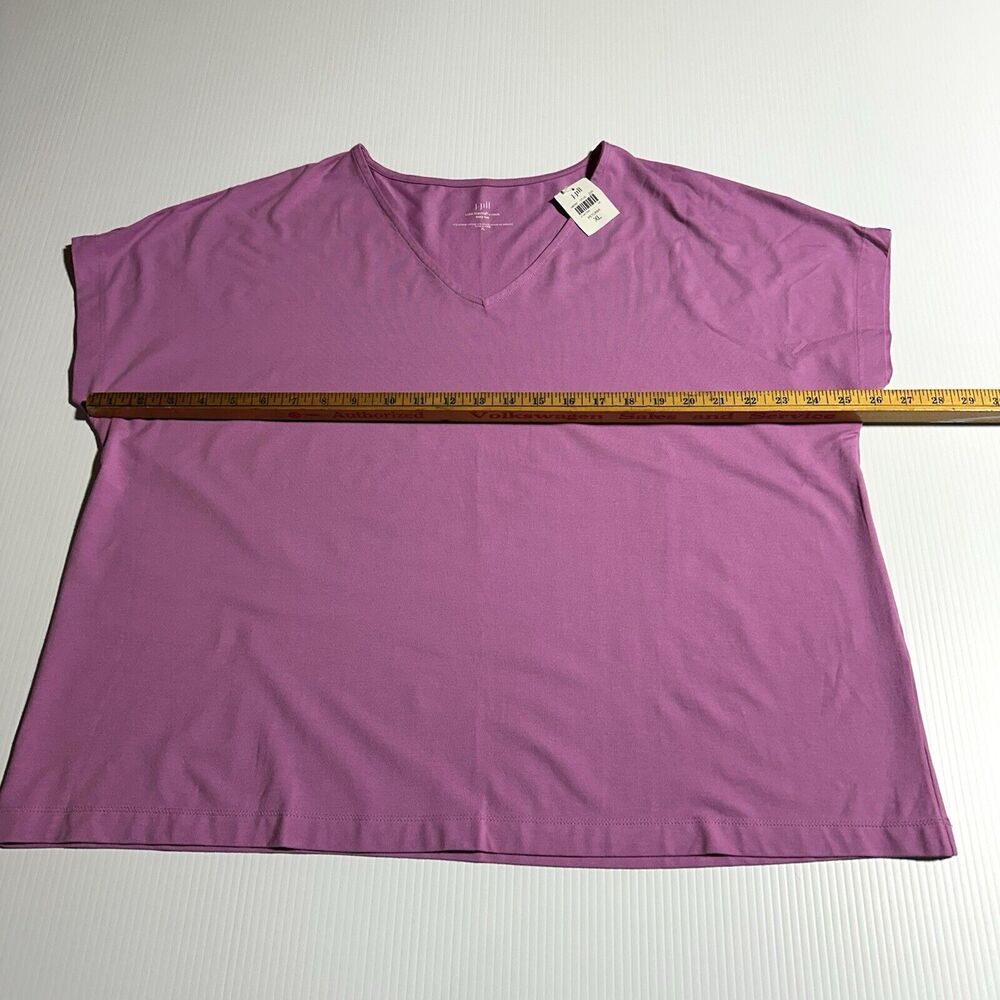 J.Jill Luxe Supima Easy Tee Size XL Womens Top Pink Petunia Boxy V-Neck NWT - Picture 7 of 9